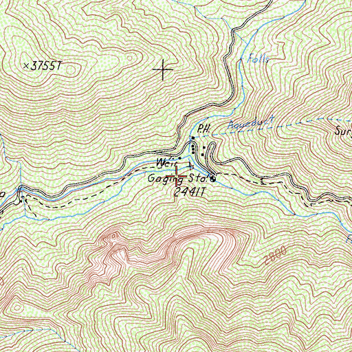 Topographic Map of North Fork Middle Fork Tule River, CA