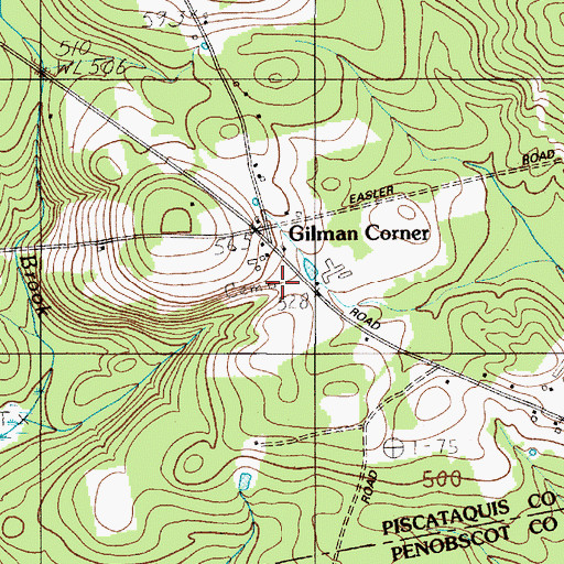 Topographic Map of Gilman Cemetery, ME