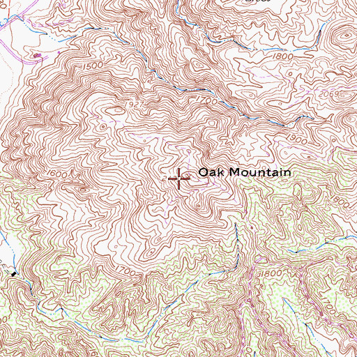 Topographic Map of Oak Mountain, CA