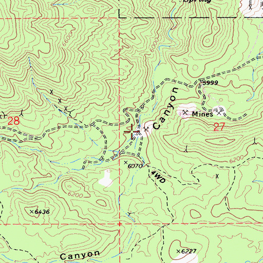 Topographic Map of Old Timer Canyon, CA