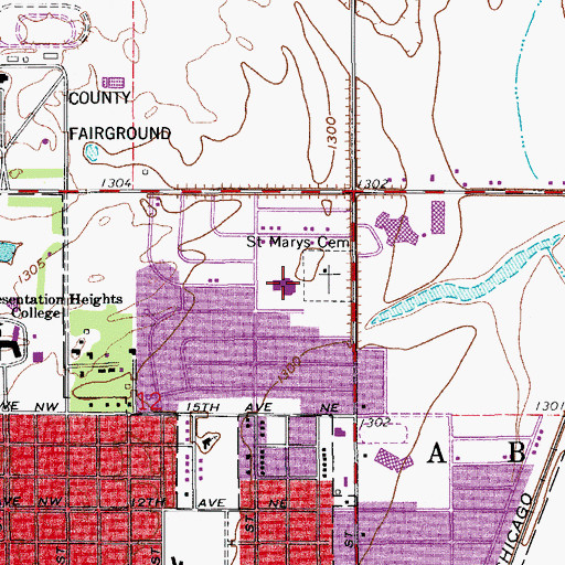 Topographic Map of Clifford Carl Lee Elementary School, SD