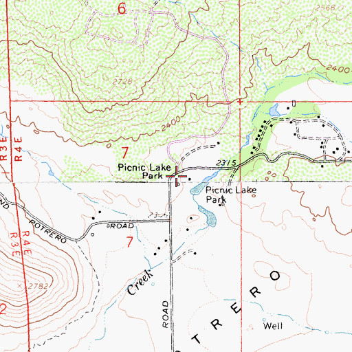 Topographic Map of Picnic Lake Park, CA