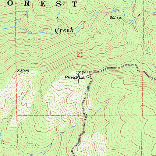 Topographic Map of Pine Flat, CA