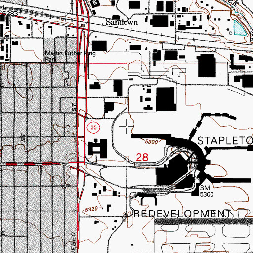 Topographic Map of Swigert International School, CO