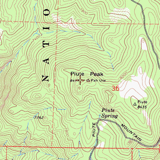Topographic Map of Piute Peak, CA