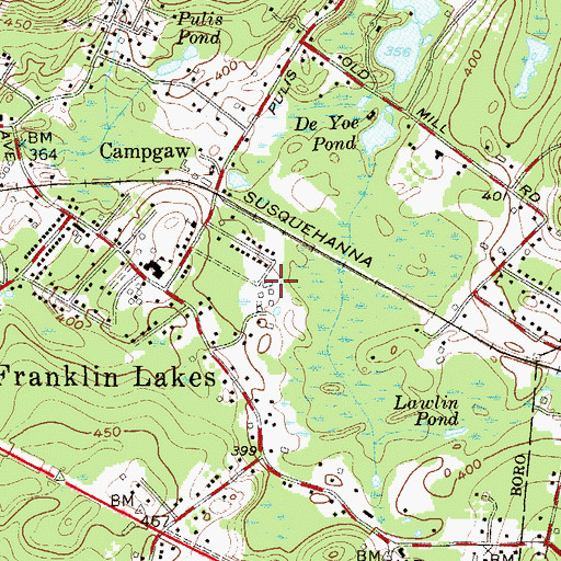 Topographic Map of Franklin Lakes Police Department, NJ