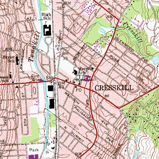 Topographic Map of Cresskill Boro Police Department, NJ