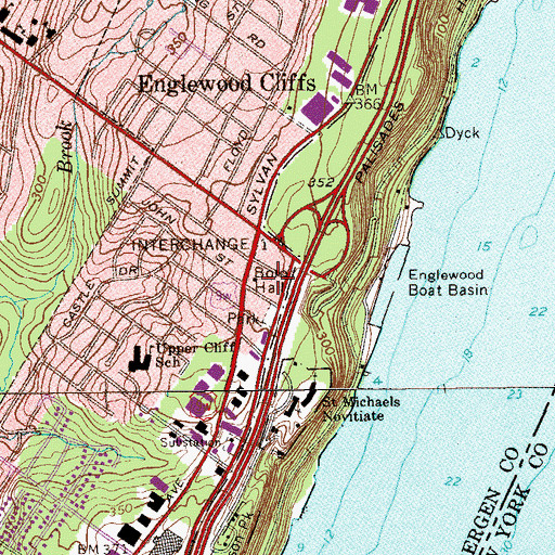 Topographic Map of Englewood Cliffs Police Department, NJ