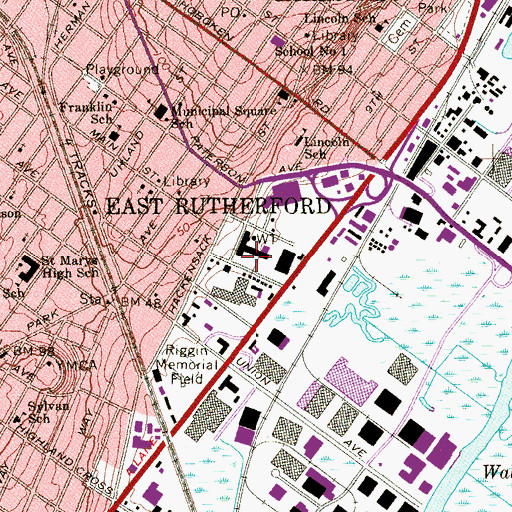 Topographic Map of East Rutherford Police Department, NJ