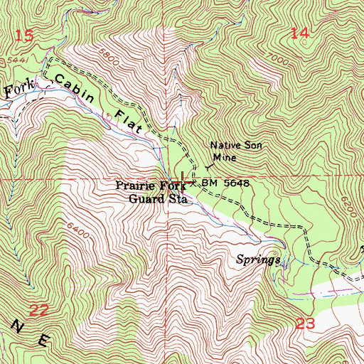 Topographic Map of Prairie Fork Guard Station, CA