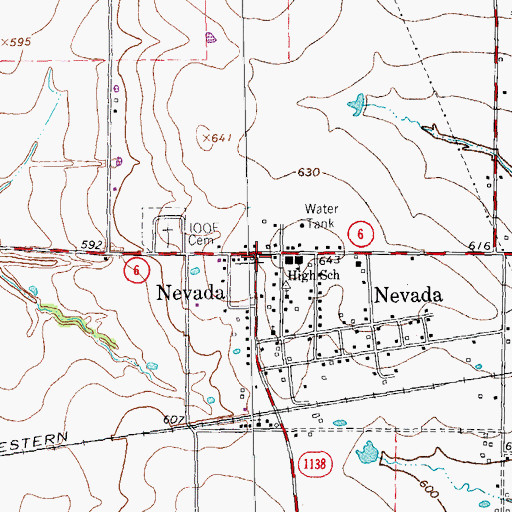 Topographic Map of Nevada Post Office, TX