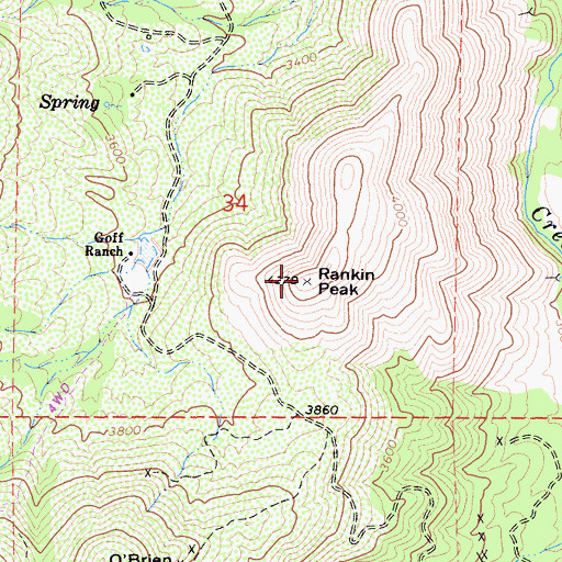 Topographic Map of Rankin Peak, CA