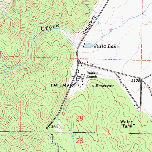 Topographic Map of Rankin Ranch, CA