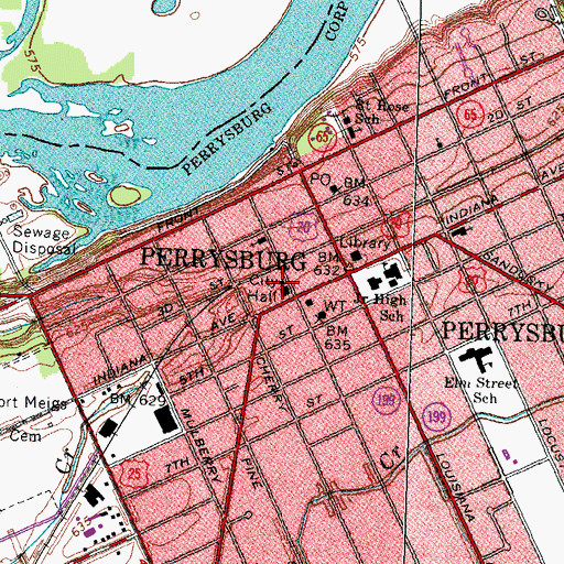 Topographic Map of Perrysburg Police Division, OH