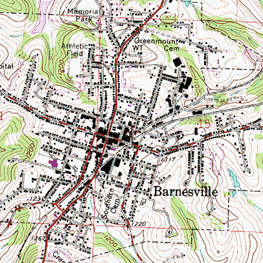 Topographic Map of Barnesville Police Department, OH