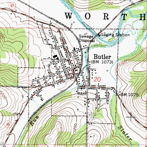 Topographic Map of Butler Village Police Department, OH