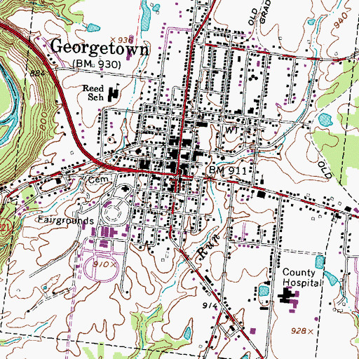 Topographic Map of Georgetown Police Department, OH
