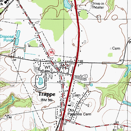 Topographic Map of Trappe Police Department, MD