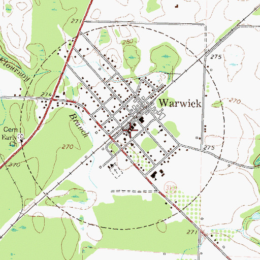Topographic Map of Warwick Police Department, GA