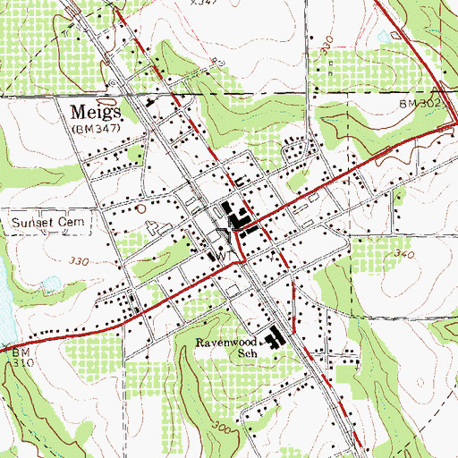 Topographic Map of Meigs Police Dept, GA