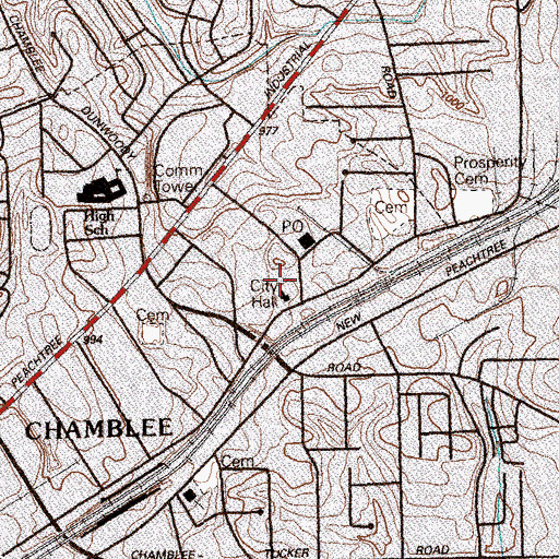 Topographic Map of Chamblee City Jail, GA