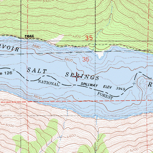 Topographic Map of Salt Springs Reservoir, CA