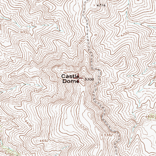 Topographic Map of Castle Dome, AZ
