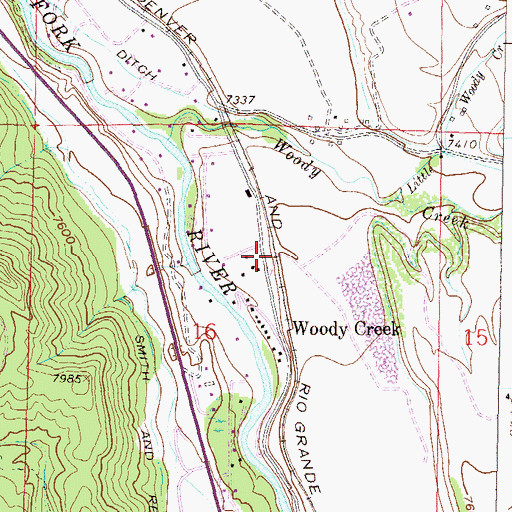 Topographic Map of Woody Creek Post Office, CO