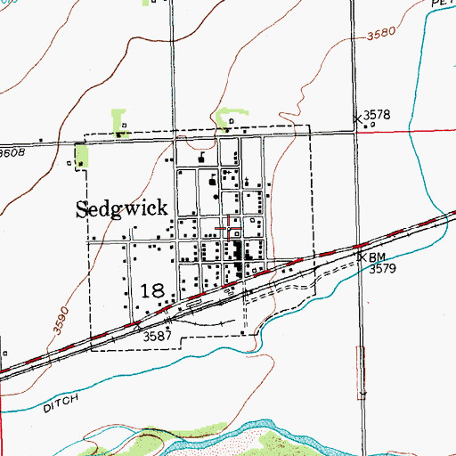 Topographic Map of Sedgwick Post Office, CO