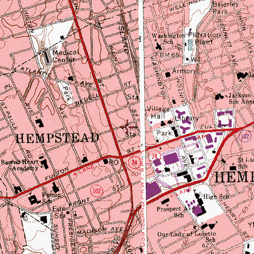 Topographic Map of Hempstead Volunteer Fire Department Victory Engine Company 4, NY