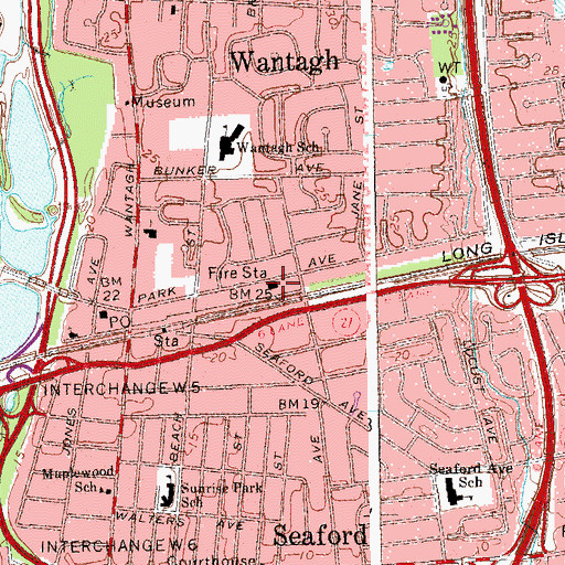 Topographic Map of Wantagh Hook Ladder and Engine Company 1 Station 1 Headquarters, NY