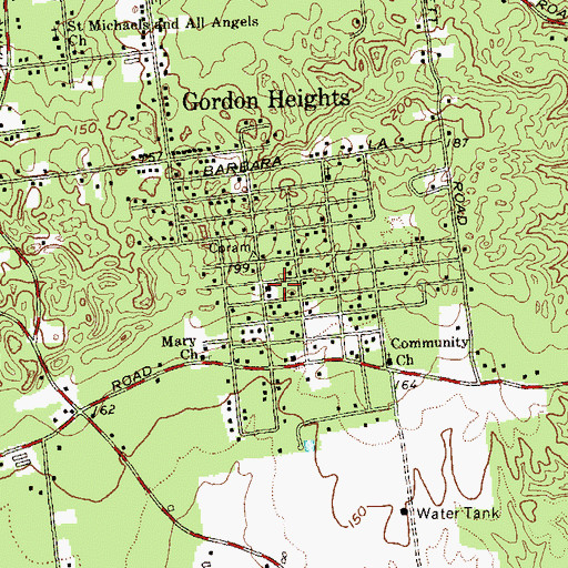 Topographic Map of Gordon Heights Fire Department, NY