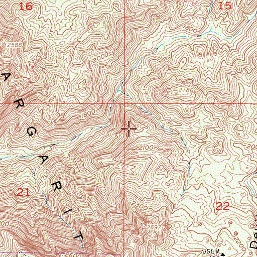 Topographic Map of Santa Margarita Mountains, CA