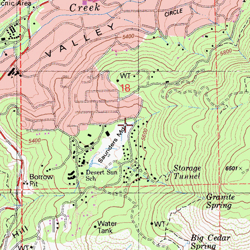 Topographic Map of Saunders Meadow, CA