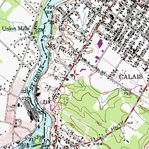 Topographic Map of Calais Police Department, ME