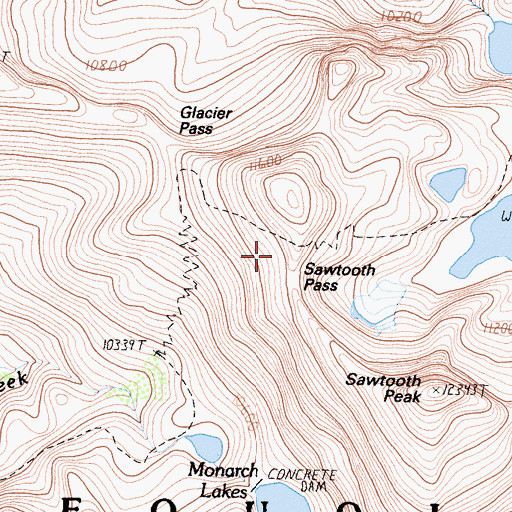 Topographic Map of Sawtooth Pass, CA