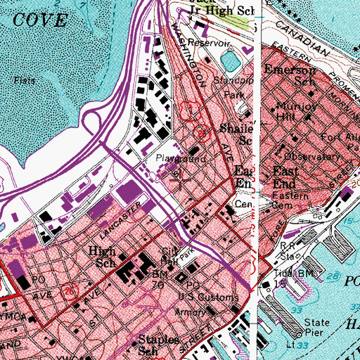 Topographic Map of Portland Police Department East Bayside Center, ME