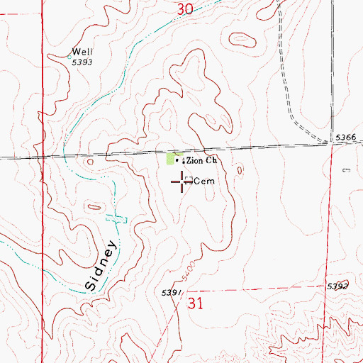 Topographic Map of Zion Church Cemetery, CO