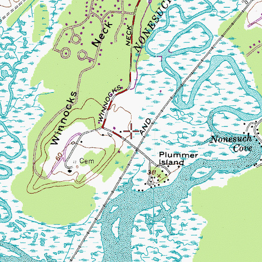 Topographic Map of Plummer Cemetery, ME