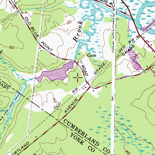 Topographic Map of Scarborough Memorial Cemetery, ME
