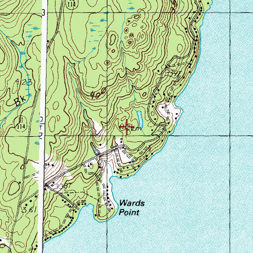 Topographic Map of Ward Cemetery, ME