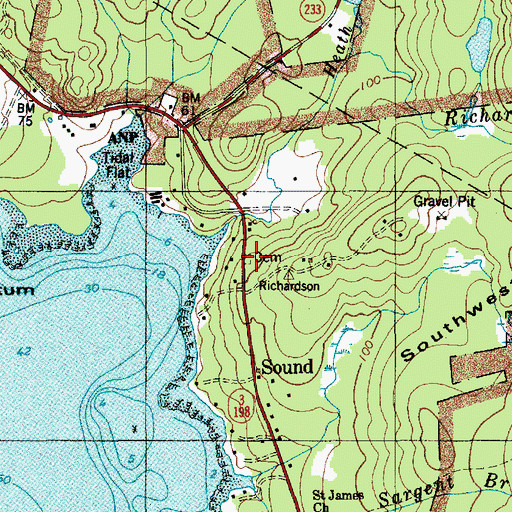 Topographic Map of Sound Cemetery, ME