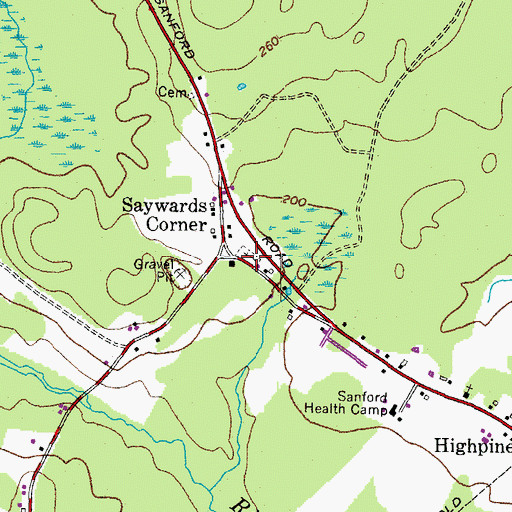 Topographic Map of Elm Brook Cemetery, ME