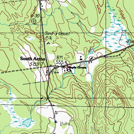 Topographic Map of Maple Grove Cemetery, ME