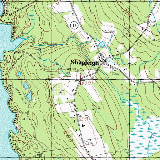 Topographic Map of Moulton Webber Cemetery, ME