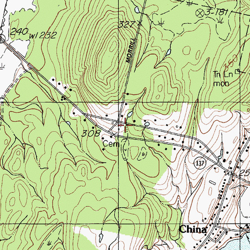 Topographic Map of Morrill Cemetery, ME