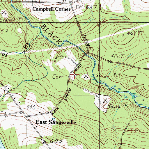 Topographic Map of Knowlton Mills Cemetery, ME
