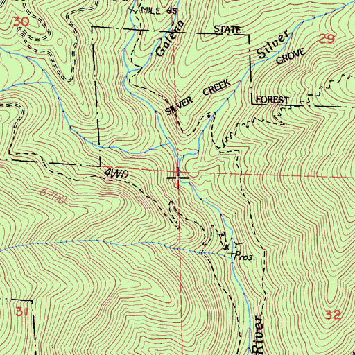 Topographic Map of Silver Creek, CA