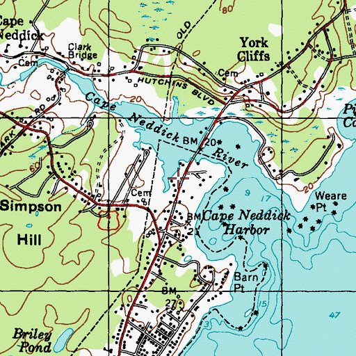 Topographic Map of Caswell Barton Lot, ME