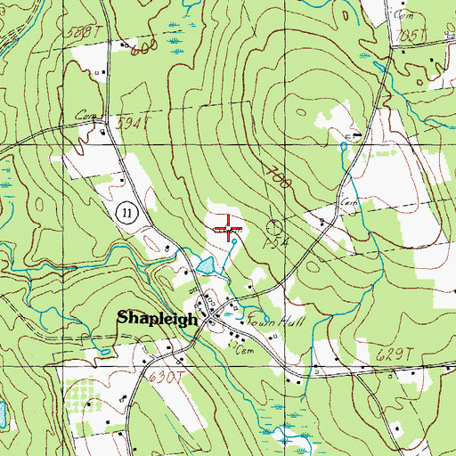 Topographic Map of Coffin Cemetery, ME